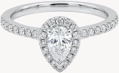Gemex Plat 0.36ct E Vs1 Pear Halo J19302