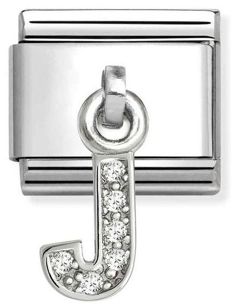 Nomination 331818/10 Classic Letter J Cubic Zirconia Charm Jewellery