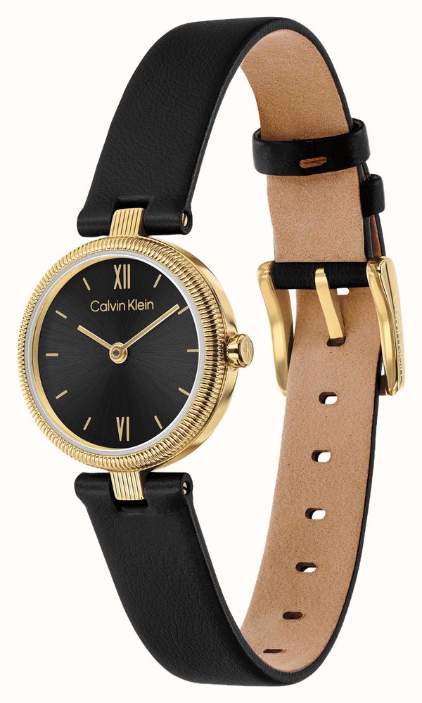 Calvin Klein GLEAM Quartz (24mm) Black Sunray Dial / Black Leather Strap 25100230 - alternate view 2