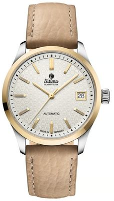 Tutima Glashütte Sky Automatic (34mm) Opal White Dial / Light Brown Leather Strap 6705-21