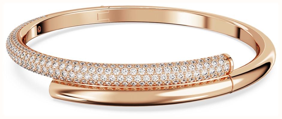 Swarovski Dextera Bangle White Crystals Rose Gold-Tone Plated Size Medium 5692267