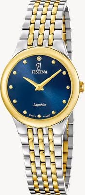 Festina Swiss Made Grace Quartz (29mm) Blue Sunray Dial / Two-Tone Stainless Steel Bracelet F20097/3