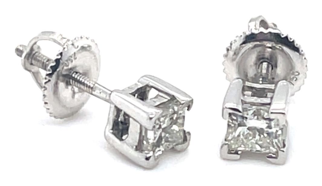 James Moore J66757 18ct Princess Cut 0.66ct Diamond Studs Jewellery