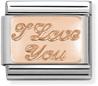 Nomination Classic I Love You 9ct Rose Gold & Steel Charm 430101/30