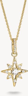 Thomas Sabo gold plated fine star necklace with white stones KE2394-M01-14-L50