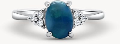 Pre-owned 9ct White Gold Opal Diamond Doublet Ring J40114