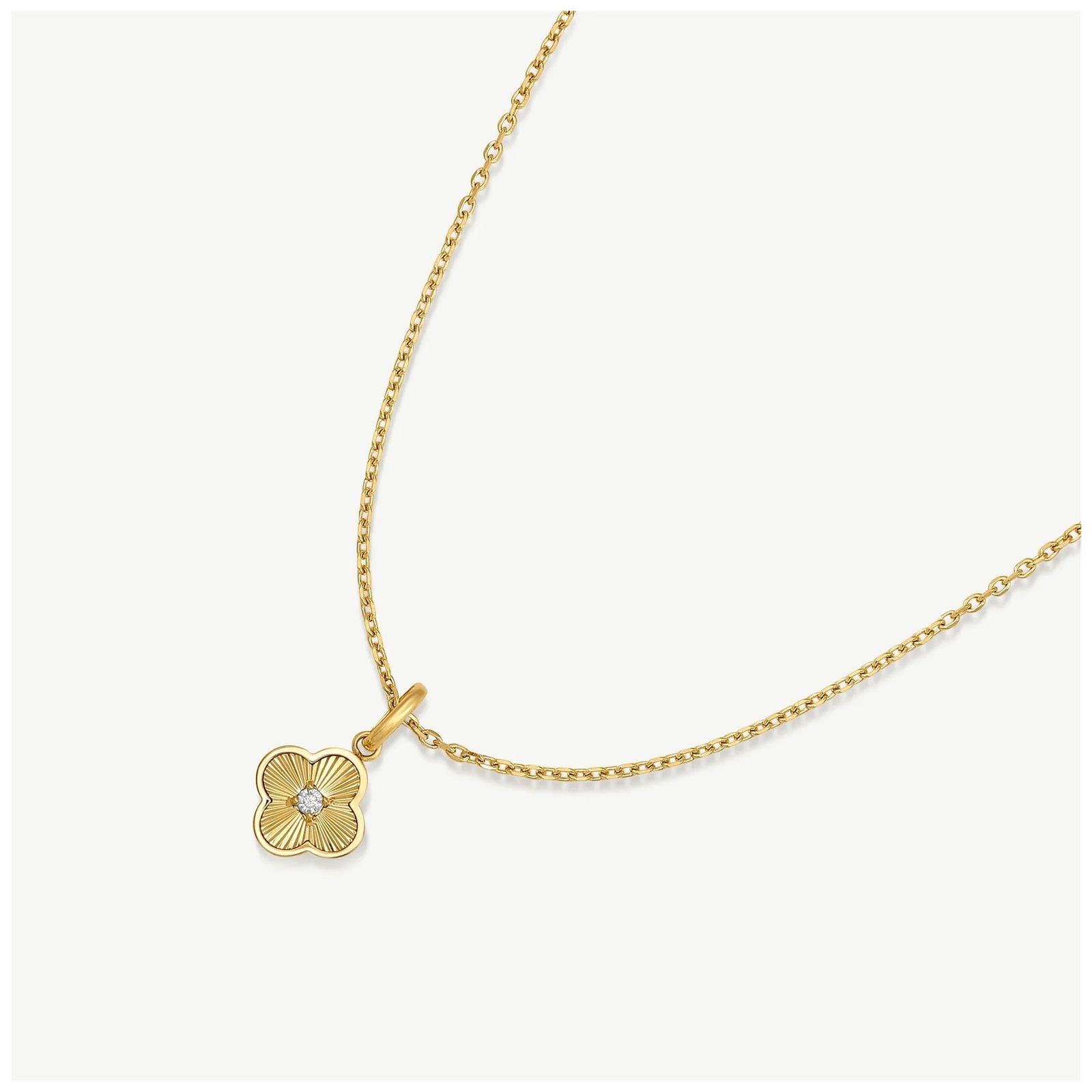 D.LOUISE SKN-76 Gold Plated Trinket Pleated Clover Necklace Jewellery