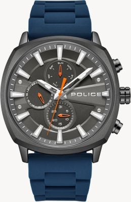 Police TUNEFUL Quartz Multifunction (48mm) Grey Dial / Blue Silicone Strap PEWJQ9003402