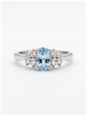 James Moore & Co 18ct White Gold Diamond And Aqua Ring J81277