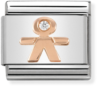 Nomination Classic Symbols In Stainless Steel With 9k Rose Gold And CZ Little Boy Charm 430305/08