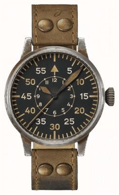 Laco Speyer Erbstück Automatic (39mm) Antique Black Dial / Vintage Brown Calf Leather Strap 862099