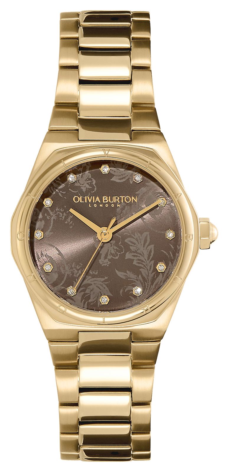 Olivia Burton 24000107 Mini Hexa (28mm) Brown Dial / Gold Watch