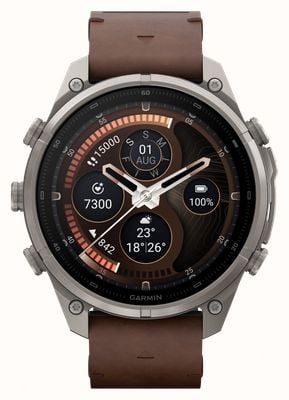 Garmin Fenix 9 Pro InReach 47mm Premium GPS Smartwatch - Titanium With Walnut Leather Watch 010-04336-41
