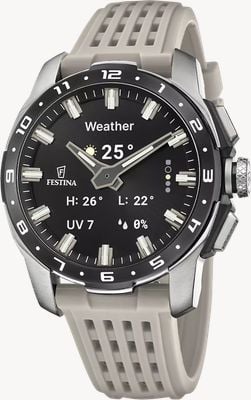 Festina Connected Full D Hybrid Smartwatch (44mm) Digital Display / Grey Silicone Strap F23305/7