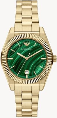 Emporio Armani Federico (37mm) Green Dial / Gold PVD Stainless Steel Bracelet AR11759