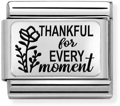 Nomination Classic PLATES Steel And Silver Sterling Silver Thankful for Every Moment Charm 330111/32