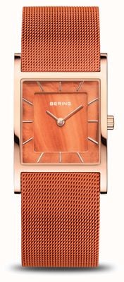 Bering Classic Quartz (26mm) Orange Mother-of-Pearl Dial / Orange Stainless Steel Mesh Strap 10426-565-S