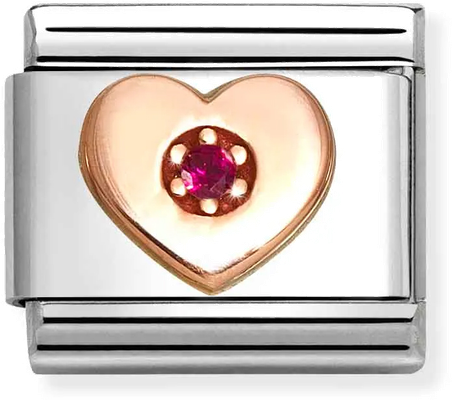 Nomination Symbols In Stainless Steel With 9k Rose Gold And CZ Red Heart Charm 430305/41