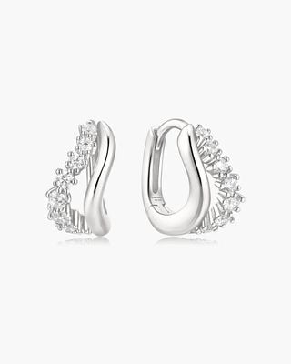 Ania Haie Silver Duet Wave Huggie Hoop Earrings E079-10H