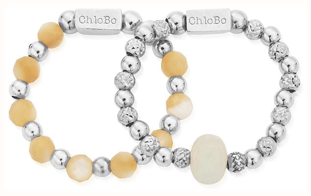 ChloBo TREASURES OF BALI Peace & Balance Set of 2 Rings - 925 Sterling Silver SRSET2AP