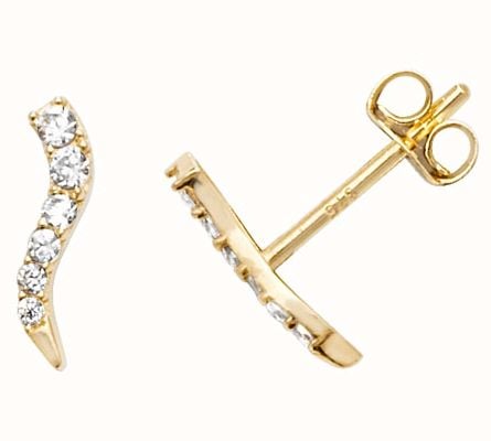 James Moore TH 9k Yellow Gold Cubic Zirconia Stud Earrings ES589