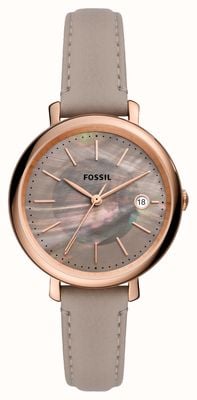 Fossil Women's Jacqueline Solar | Mother-of-Pearl Dial | Taupe Eco-Leather Strap ES5091