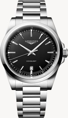 LONGINES Conquest Quartz (41mm) Black Sandblasted Dial / Stainless Steel Bracelet L38604526