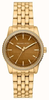 Michael Kors Bryant (35mm) Brown Dial / Gold PVD Stainless Steel Bracelet MK7581