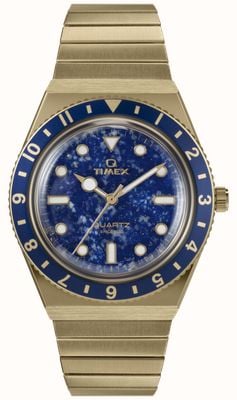 Timex Q Timex Quartz (36mm) Blue Lapis Lazuli Dial / Gold PVD Stainless Steel Expandable Bracelet TW2V92400