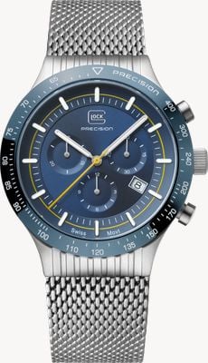 GLOCK Precision Chronograph (43mm) Blue Dial / Stainless Steel Mesh Bracelet GW-34-3-24