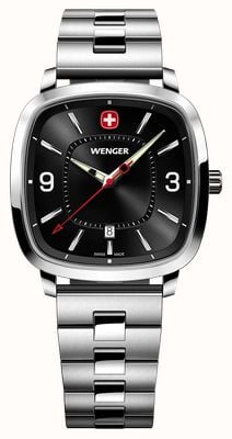 Wenger Vintage Sport Quartz (37mm) Black Sunburst Dial / Stainless Steel Bracelet 01.1921.108