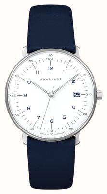 Junghans Max Bill Damen Quartz (32.7mm) Matt White Dial / Blue Leather Strap 47/4556.02