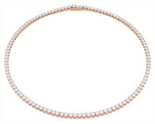 Swarovski Matrix Tennis necklace, Round cut, White, 18K rose gold finish 5764194