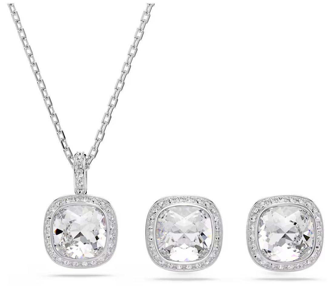 Swarovski 5754343 Una Angelic set, Cushion cut, White, Jewellery