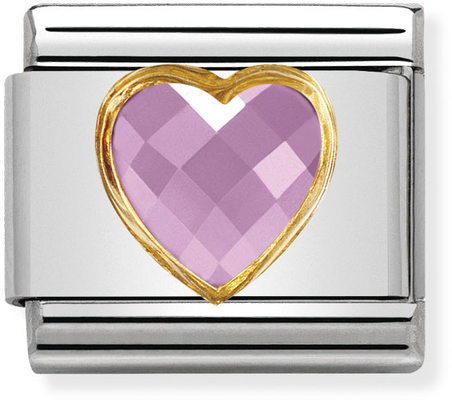 Nomination Classic Heart 18ct Gold & Steel Charm 030610/003