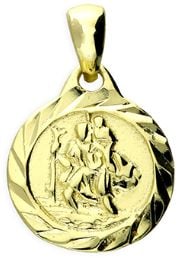CME Leicester Limited Silver Gold Plate Dia Cut Disc St Christopher Pendant H5963/Y