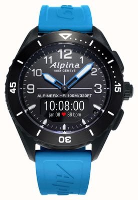 Alpina AlpinerX Alive Connected Smartwatch (45mm) Black PVD / Blue Rubber AL-284LBBW5AQ6