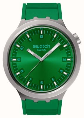 Swatch Big Bold Irony FOREST FACE (47mm) Dark Green Dial / Green Rubber Strap SB07S101