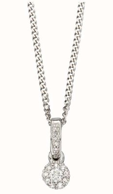 Elements Gold 9ct White Gold Diamond Cluster Drop Pendant Only GP2287