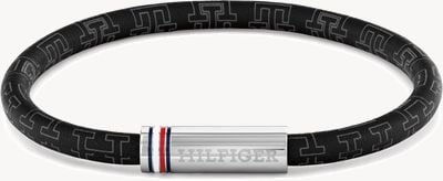 Tommy Hilfiger Printed Cord Black Leather Bracelet 2790704