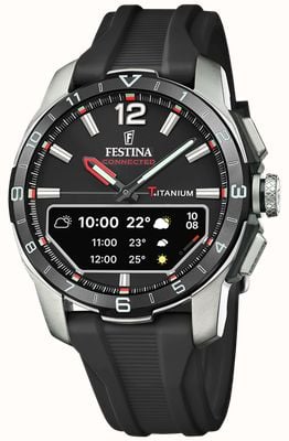 Festina Connected D Hybrid Smartwatch (44mm) Black Integrated Digital Dial / Black Rubber Strap F23000/4