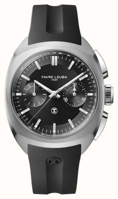 Favre Leuba Chief Chronograph Automatic (41mm) Black Sunray Dial / Black Rubber Strap 00.20101.113.01.301