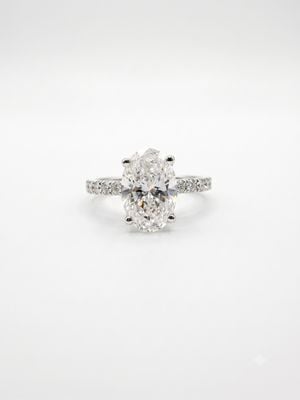 Platinum Lab Grown Oval Diamond 1.50ct D Vs2 1.93ct Total J20894