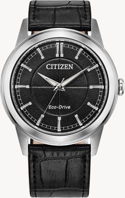 Citizen Eco-Drive Rolan (41mm) Black Dial / Black Leather Strap Watch AW2110-06E