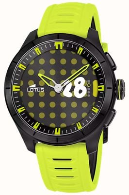 Lotus Connected Full D Hybrid Smartwatch (45mm) Digital Display / Lime Green Rubber Strap 20001/5