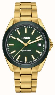 RADO HyperChrome Quartz (41.5mm) British Racing Green Dial / Gold PVD Stainless Steel Bracelet R32283313