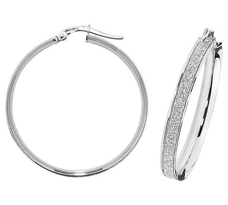 Treasure House ER1023W-30 9k White Gold Hoop Earrings 30 mm Jewellery
