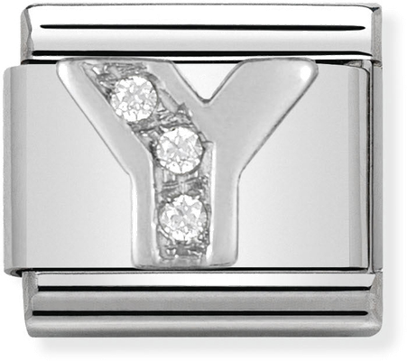 Nomination Classic Letter Y Sterling Silver & Steel Cubic Zirconia Charm 330301/25