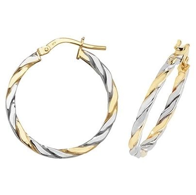 Treasure House ER1041YW-20 9k White and Yellow Gold Hoop Jewellery