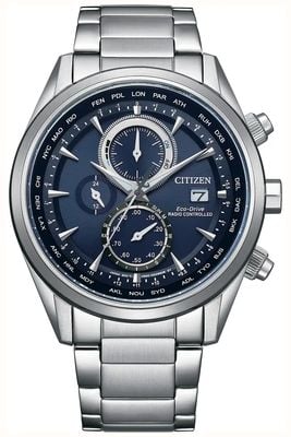 Citizen Eco-Drive World Chronograph A.T Radio Controlled (43mm) Blue Dial / Stainless Steel Bracelet AT8260-85L